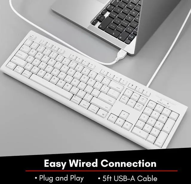 Alt view image 5 of 7 - Macally Extended Wired Keyboard and Mouse Combo, Ergonomic Comfort