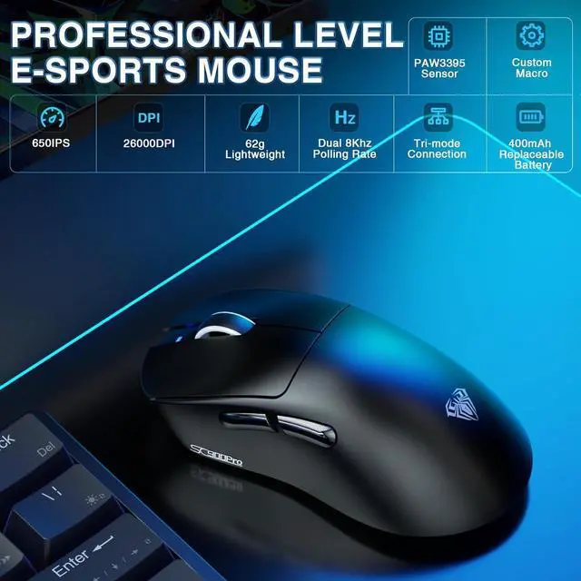 Alt view image 7 of 7 - AULA Wireless Keyboard and Mouse Combo, F108 Pro Full Size Mechanical Keyboard SC900 Pro Wireless Mouse
