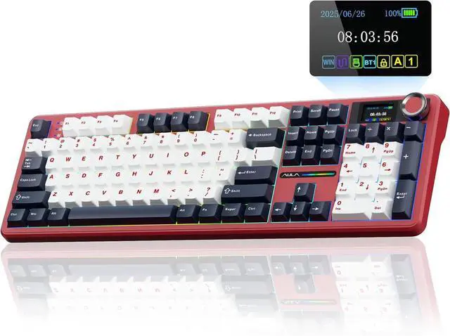 Alt view image 2 of 7 - AULA Wireless Keyboard and Mouse Combo, F108 Pro Full Size Mechanical Keyboard SC900 Max Wireless Mouse