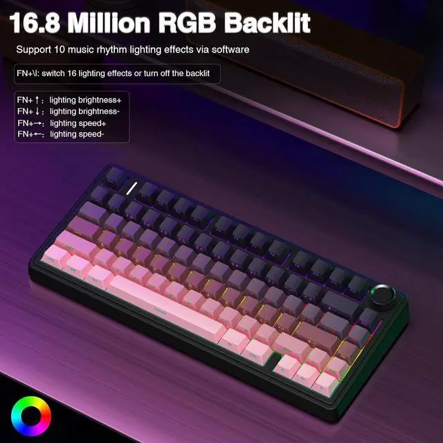 Alt view image 5 of 7 - AULA Wireless Keyboard and Mouse Combo, F75 Pro Mechanical Keyboard SC900 Max Wireless Mouse