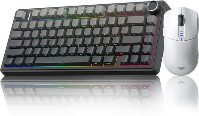 Main image of AULA Wireless Keyboard and Mouse Combo, F75 Pro Mechanical Keyboard, 75% Gasket Hot Swappable + SC580 Wireless Gaming Mouse, White