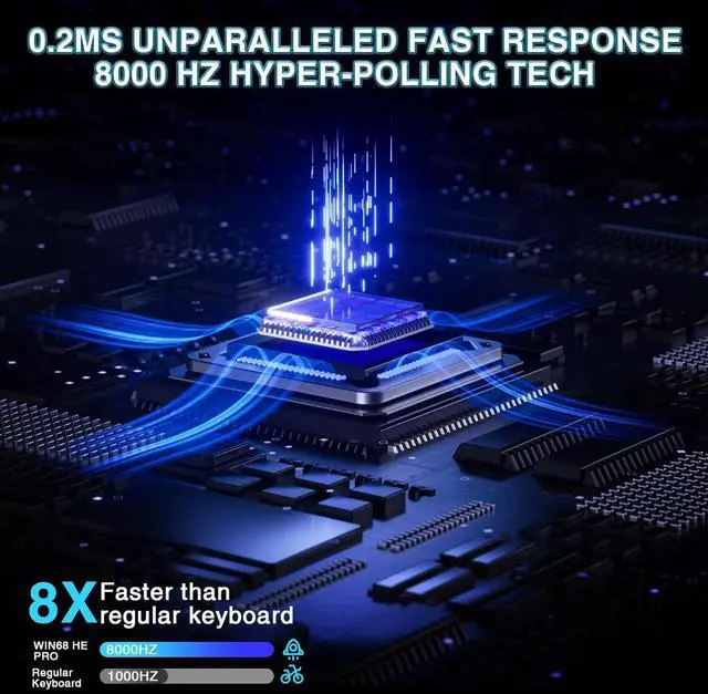 Alt view image 4 of 7 - AULA WIN68 HE PRO - Hall Effect Gaming Keyboard with Magnetic Switch, Rapid Trigger Mode Adjustable Actuation, 8KHz Polling Rate, Wired RGB Backlit Mechanical Gaming Keyboard 60 Percent Compact Design