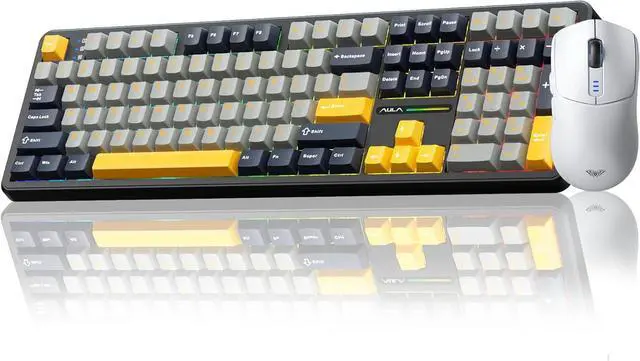 Main image of AULA Wireless Keyboard and Mouse Combo, F108 Full Size Mechanical Keyboard SC580 Tri-Mode Gaming Mouse