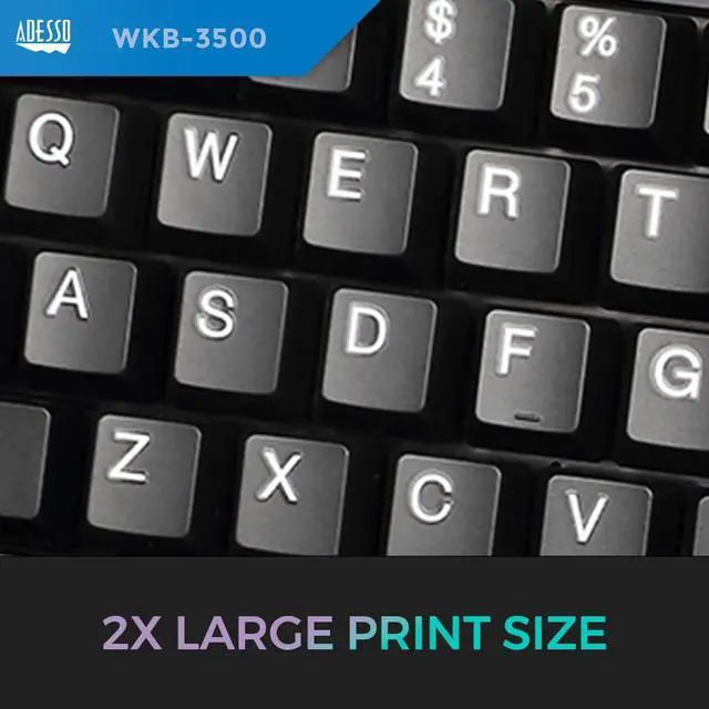 Alt view image 6 of 7 - Adesso WKB-3500UB - Wireless Ergonomic Desktop Keyboard with Built-in Trackball