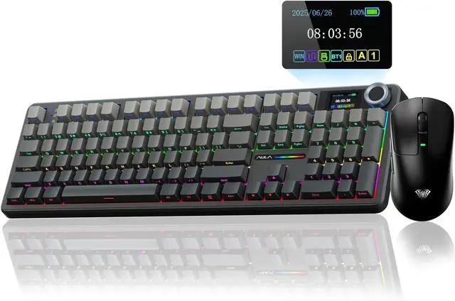 Main image of AULA Wireless Keyboard and Mouse Combo, F108 Pro Full Size Mechanical Keyboard SC680 Wireless Mouse