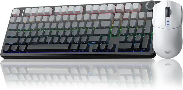 Main image of AULA Wireless Keyboard and Mouse Combo, F99 Pro Mechanical Keyboards with Knob,Tri-Mode Hot Swappable Keyboard+SC580 Wireless Gaming Mouse White
