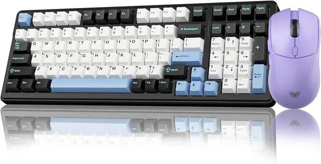 Main image of AULA Wireless Keyboard and Mouse Combo, F99 Wireless Mechanical Keyboards Hot Swappable Custom Keyboard+SC580X Wireless Gaming Mouse Light Purple