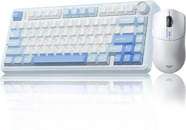 Main image of AULA Wireless Keyboard Combo, F75 75% Mechanical Keyboard, Hot Swappable + SC580 Wireless Gaming Mouse, White