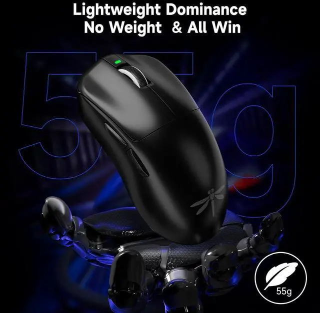 Alt view image 2 of 7 - VGN F1 Pro Max Wireless Gaming Mouse - 55g Ultralight - 26000 Adjustable DPI - 1000Hz Polling Rate - 200h Battery - Wireless & Wired Mode - 6 Programmable Buttons - Professional Grade - USB-C - Black
