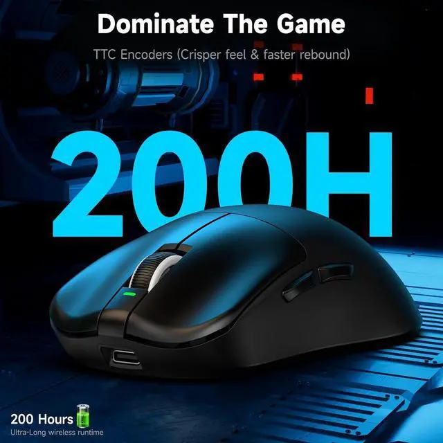 Alt view image 6 of 7 - VGN F1 Pro Max Wireless Gaming Mouse - 55g Ultralight - 26000 Adjustable DPI - 1000Hz Polling Rate - 200h Battery - Wireless & Wired Mode - 6 Programmable Buttons - Professional Grade - USB-C - Black