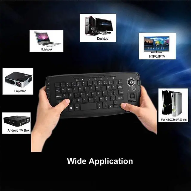Alt view image 7 of 7 - Docooler Trackball Mouse Keyboard, 2.4GHz Wireless Trackball Mouse Keyboartd Combo, Plug and Play, Mini Keyboard with Trackball Mouse Scroll Wheel for PC, Android Tv Box, Remote Controller - Black