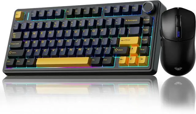 Main image of AULA Gaming Keyboard and Mouse Combo, 75% Wireless Mechanical Keyboards,Gasket Hot Swappable Custom Keyboard+SC580 Wireless Gaming Mouse Black