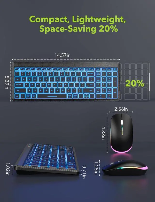 Alt view image 4 of 7 - SABLUTE Mechanical Gaming Keyboard and Mouse, Ultra Compact Backlit Mini Keyboard with 100-Keys, 7 RGB Lighting Modes, Fully Programmable Keys & Anti-Ghosting for Gaming, PC, Windows, Gamer, Office