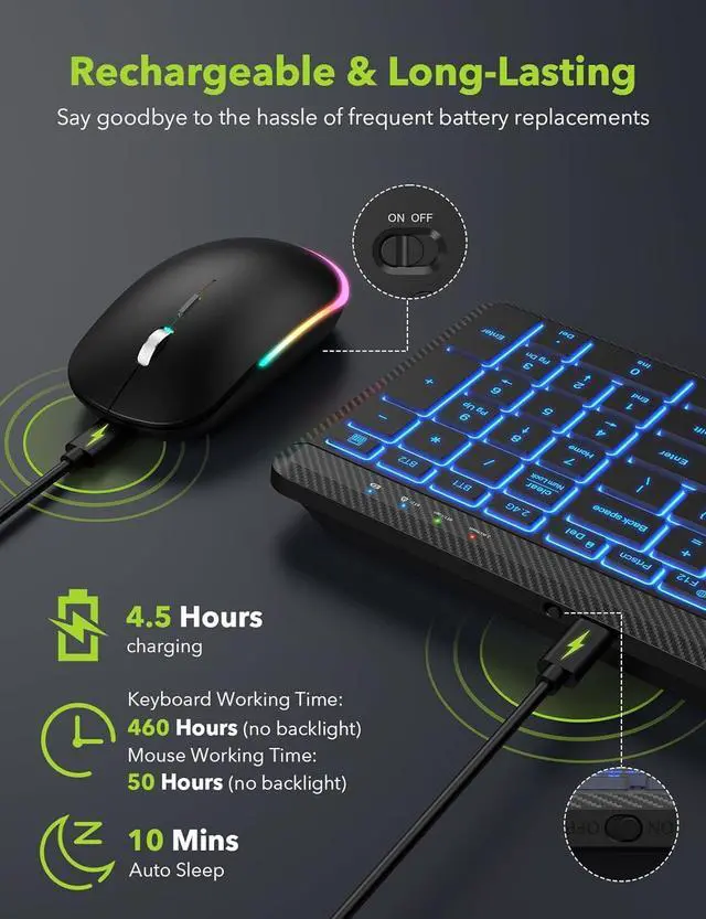 Alt view image 5 of 7 - SABLUTE Mechanical Gaming Keyboard and Mouse, Ultra Compact Backlit Mini Keyboard with 100-Keys, 7 RGB Lighting Modes, Fully Programmable Keys & Anti-Ghosting for Gaming, PC, Windows, Gamer, Office