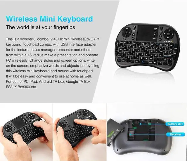 Alt view image 4 of 7 - XTRONS Mini Keyboard Mouse Touchpad Black 2.4GHz Wireless for PC/Pad/Laptop/TV Box