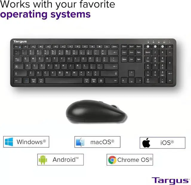 Alt view image 4 of 7 - Targus Full-Size Multi-Device Bluetooth Keyboard and Mouse Bundle - Compatible with Chrome OS, Windows, macOS, iOS, and Android (AKM618AMUS)