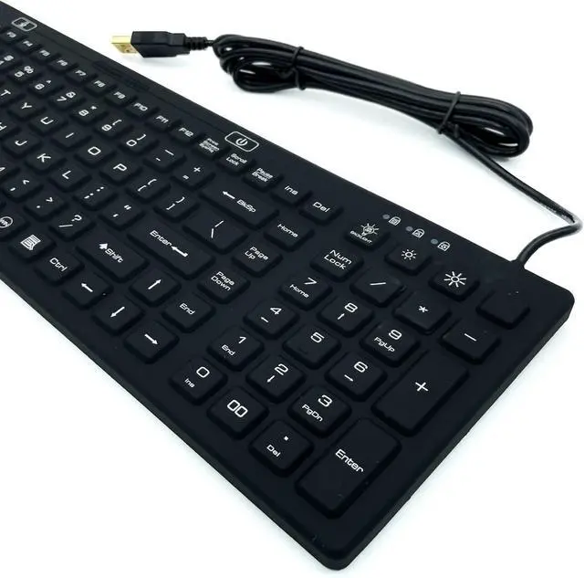 Alt view image 5 of 7 - DS International DSI LED Backlit Keyboard with Number Pad - Industrial IP68 Waterproof Rugged Silicone IKB106BL