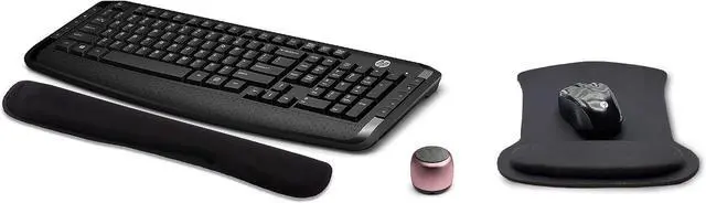 Main image of HP Wireless Keyboard & Mouse 300 PC Accessories Bundle with Waverest Gel Pads & Micro Bluetooth Speaker with Professional Sound, Built-in Mic & Remote Selfie Shutter