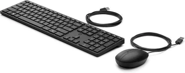 Alt view image 4 of 7 - HP 320MK Wired Keyboard and Mouse Set QWERTY Ambidextrous 101 Electric Keyboard with Cable Black