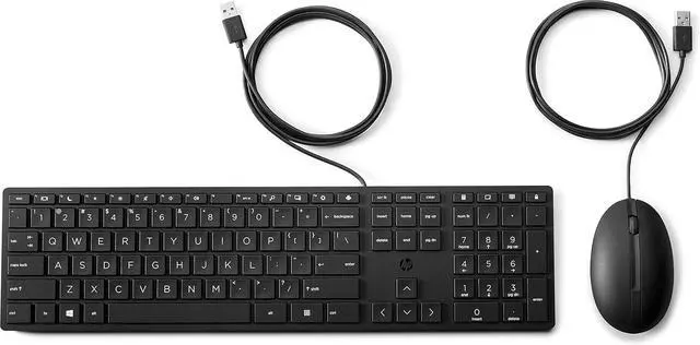 Alt view image 7 of 7 - HP 320MK Wired Keyboard and Mouse Set QWERTY Ambidextrous 101 Electric Keyboard with Cable Black