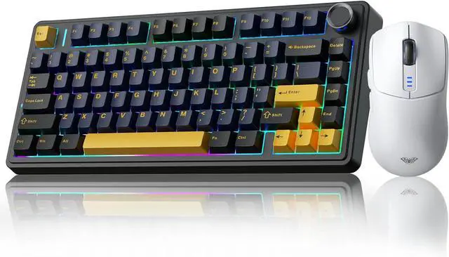Main image of AULA Gaming Keyboard and Mouse Combo, 75% Wireless Mechanical Keyboards, Gasket Hot Swappable Custom Keyboard+SC580 Wireless Gaming Mouse White