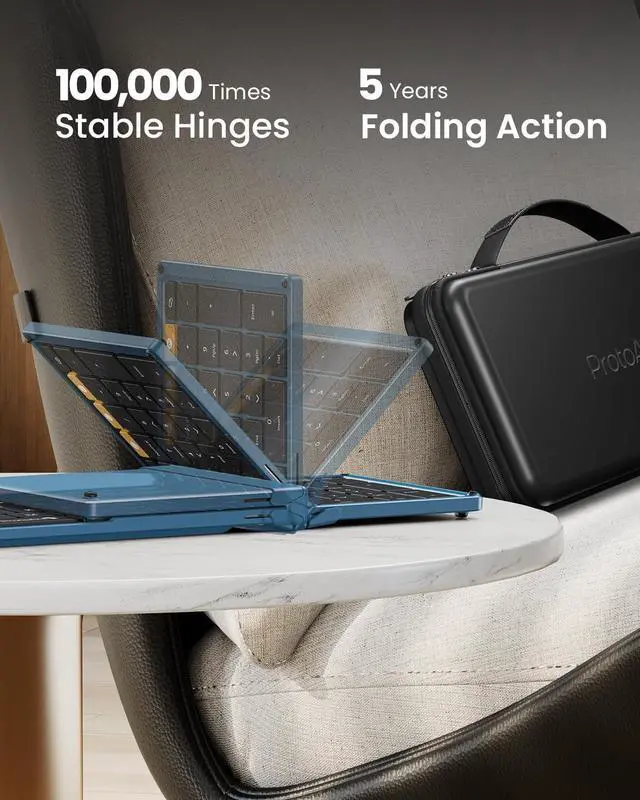 Alt view image 2 of 7 - ProtoArc Foldable Keyboard and Mouse, XKM01 True Full-Size Folding Wireless Keyboard Mouse Combo for Business Travel, a Portable Office Suite On-The-Go, Compatible with Laptop iPad Tablet - Blue