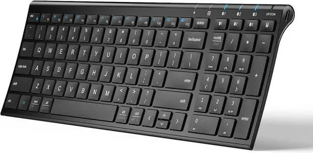 Main image of iClever BK10 Bluetooth Keyboard, Universal Bluetooth 5.1 Wireless Keyboard with Number Pad, Ergonomic Design, Multi-Device Compatibility, Stable Connection for Mac, iPad, iPhone, Android, Windows