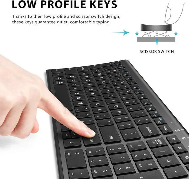 Alt view image 5 of 7 - iClever BK10 Bluetooth Keyboard, Universal Bluetooth 5.1 Wireless Keyboard with Number Pad, Ergonomic Design, Multi-Device Compatibility, Stable Connection for Mac, iPad, iPhone, Android, Windows