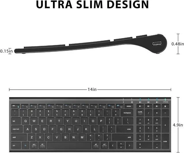 Alt view image 6 of 7 - iClever BK10 Bluetooth Keyboard, Universal Bluetooth 5.1 Wireless Keyboard with Number Pad, Ergonomic Design, Multi-Device Compatibility, Stable Connection for Mac, iPad, iPhone, Android, Windows