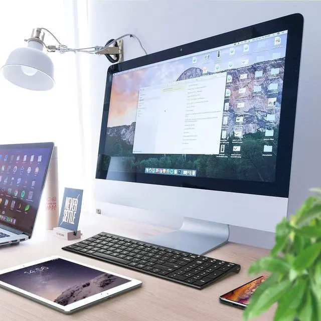 Alt view image 7 of 7 - iClever BK10 Bluetooth Keyboard, Universal Bluetooth 5.1 Wireless Keyboard with Number Pad, Ergonomic Design, Multi-Device Compatibility, Stable Connection for Mac, iPad, iPhone, Android, Windows