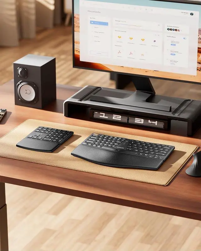 Alt view image 7 of 7 - ProtoArc Wireless Ergonomic Keyboard, EK04 2.4GHz Wireless Ergo Keyboard with Separate Numeric Keypad, Split Design, Hard Wrist Rest, Rechargeable, for Windows PC/Laptop/Desktop