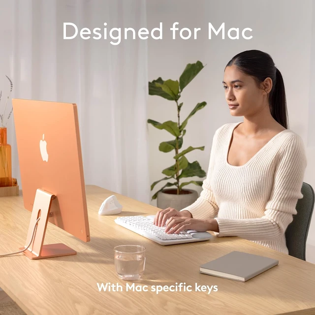 Alt view image 2 of 7 - Wave Keys Ergonomic Wireless Bluetooth Keyboard for Mac, Off White