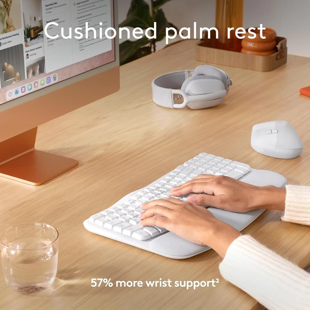 Alt view image 4 of 7 - Wave Keys Ergonomic Wireless Bluetooth Keyboard for Mac, Off White