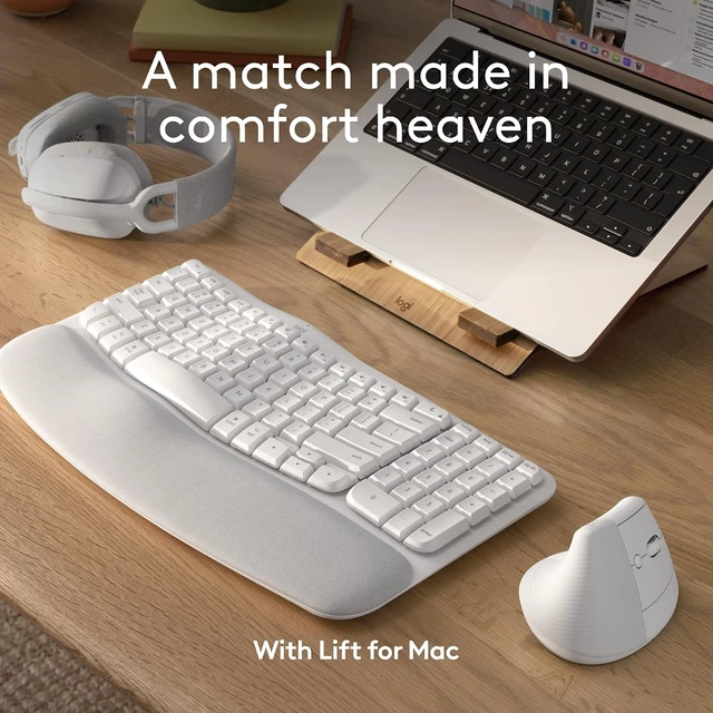 Alt view image 5 of 7 - Wave Keys Ergonomic Wireless Bluetooth Keyboard for Mac, Off White