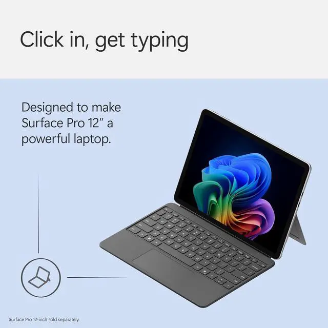 Alt view image 5 of 7 - Microsoft Surface Pro Keyboard for Surface Pro 12" Device, Keyboard Only, Alcantara Material, Slate