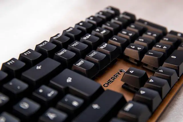 Alt view image 6 of 6 - Cherry KC 200 MX Mechanical Office Keyboard with New MX2A switches. Modern Design with Metal Plate Frame. (Bronze W/MX2A Silent Red Switch)