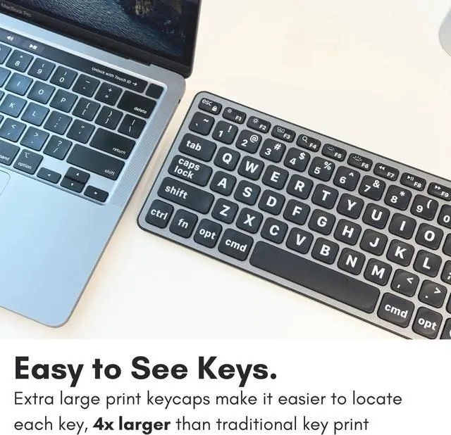 Alt view image 2 of 7 - Macally Wired Keyboard for Mac (USB C + A) - Large Print and Backlit for Apple - 107 Key Full Size Large Letters USB C Keyboard for MacBook Pro/Air, Mac mini, iMac