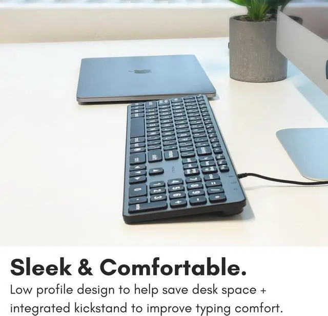 Alt view image 5 of 7 - Macally Wired Keyboard for Mac (USB C + A) - Large Print and Backlit for Apple - 107 Key Full Size Large Letters USB C Keyboard for MacBook Pro/Air, Mac mini, iMac