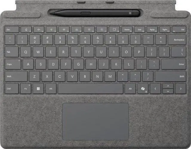 Alt view image 4 of 7 - Microsoft Surface Pro Keyboard with Slim Pen 2 Bundle for Pro Copilot+ (11th Edition), Pro 9 and Pro 8, Alcantara Material, Platinum