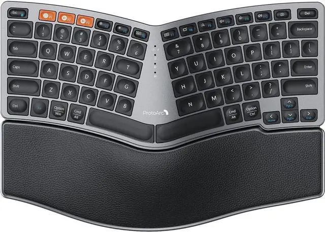 Main image of ProtoArc Bluetooth Ergonomic Keyboard, EK04 Mini Compact Wireless Ergo Split Keyboard, 80 Keys, Bluetooth and USB, Palm Rest, Natural Typing, Rechargeable, Compatible with Windows/Mac/Android