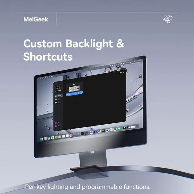 Alt view image 5 of 6 - MelGeek O2 Wireless Mechanical Quiet Keyboard for Work, 75% Compact Office Keyboard, Low Profile, with Hot-Swappable and Pre-lubed Linear Switches,Bluetooth/2.4 GHz/USB-C for Mac Windows Linux
