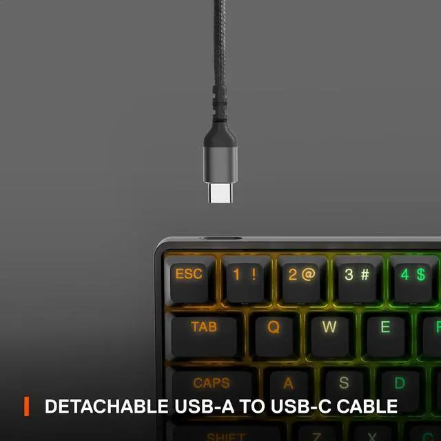 Alt view image 6 of 7 - SteelSeries Apex Pro Mini HyperMagnetic Gaming Keyboard  Adjustable Actuation  Compact 60% Form Factor  RGB  PBT Keycaps  USB-C