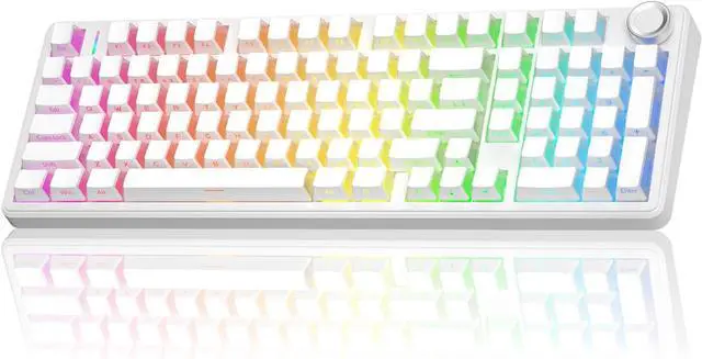 Main image of AULA F99 Pro Wireless Mechanical Keyboard-Silent Version,BT5.0/2.4GHz/USB-C Hot Swappable Custom Keyboard,Gasket Structure,Pre-lubed Linear Switches RGB Backlit Computer Gaming Keyboards,White
