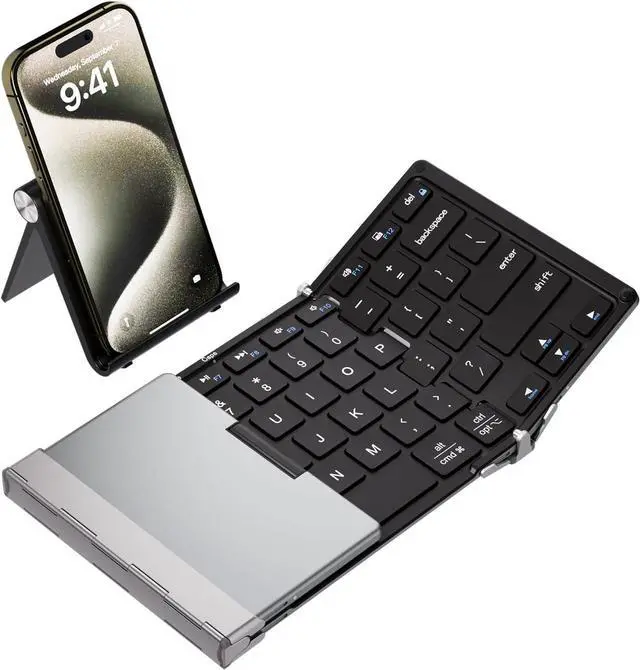Main image of iClever Foldable Bluetooth Keyboard, BK05S Folding Wireless Portable Keyboard, Pair Up to 4 Devices, USB-C Rechargeable, Slim and Compact for iPad, Mac, Laptop, Smartphone, Tablet, PC