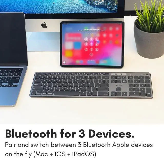 Alt view image 4 of 7 - Macally Backlit Bluetooth Keyboard for Mac - Compatible Apple Keyboard Wireless - Multi-Device for MacBook Pro/Air, iMac, iMac Pro, Mac mini/Pro