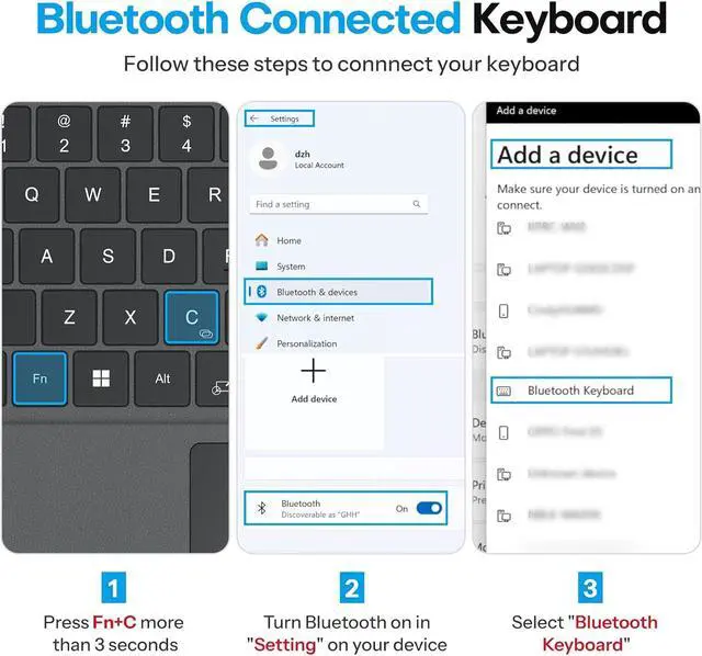 Alt view image 3 of 7 - OMOTON Keyboard for Surface Pro 11/10/9/8/X, [13 inch], Bluetooth Type Cover for Surface Pro, 7-Color Backlit, Ultra-Slim Wireless Keyboard with Touchpad & Pencil Holder, Built-in Rechargeable Battery