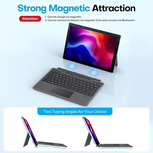 Alt view image 5 of 7 - OMOTON Keyboard for Surface Pro 11/10/9/8/X, [13 inch], Bluetooth Type Cover for Surface Pro, 7-Color Backlit, Ultra-Slim Wireless Keyboard with Touchpad & Pencil Holder, Built-in Rechargeable Battery
