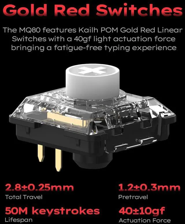 Alt view image 5 of 7 - IQUNIX MQ80 Low Profile Mechanical Keyboard for Work and Gaming Tri Mode Wireless Wired CNC Aluminum Hot Swappable RGB Backlit Long Battery Life VIA Support (Black)