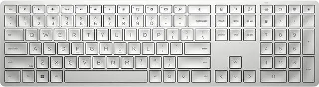 Main image of HP 970 Programmable Wireless Keyboard (Silver) - Bluetooth & 2.4 GHz Wireless Multi-Device Connectivity - USB-C Rechargeable Battery - 24 Programmable Keys - Works with Windows & MacOS (3Z729AA#ABA)