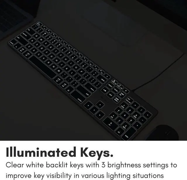 Alt view image 5 of 7 - Macally Wired Keyboard for Mac with USB Hub (2X USB-A / 1x USB-C) - Compatible Backlit Apple Keyboard with Dual Interface - Auto OS Detection for Mac, MacBook Pro/Air, iMac, PC, Android, iPad, iOS